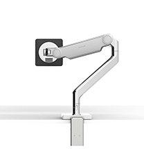 M2.1 Monitor Arm with Two-Piece Clamp Mount Base, Polished Aluminum with White Trim