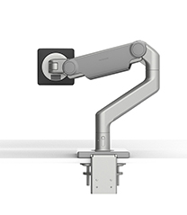 M8.1 Monitor Arm with Two-Piece Clamp Mount Base, Silver with Gray  Trim