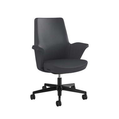 Summa Chair with Upholstered Leather Back in Slate - Maribo (Chrome-Free Leather)