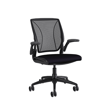 Diffrient World Chair, Monofilament Stripe Black Back, Corde 4 Black Seat
