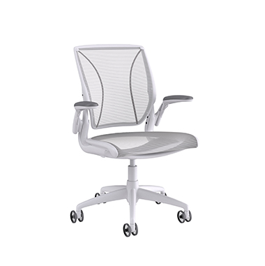 Diffrient World Chair, Pinstripe Back, Pinstripe Seat White